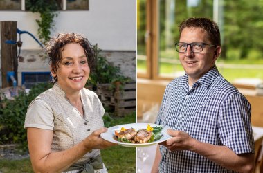 Haubenköchin Gerda Stocker trifft Hüttenwirt Marco Auer , © Wiener Alpen/Fülöp