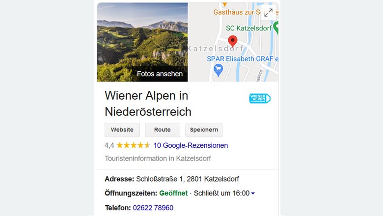 Google Unternehmenskonto, © Screenshot